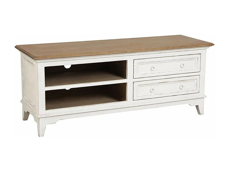 Meuble tv 2 tiroirs Bois Blanc - Esquisse Interior's