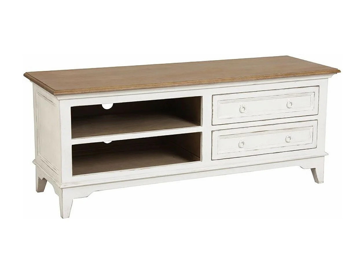 Meuble tv 2 tiroirs Bois Blanc - Esquisse Interior's