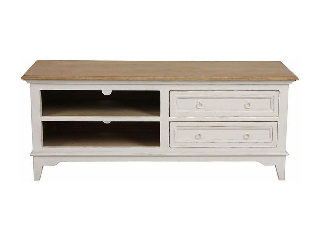 Meuble tv 2 tiroirs Bois Blanc - Esquisse Interior's
