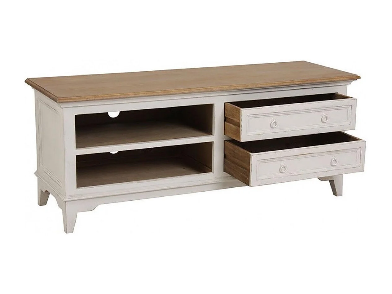 Meuble tv 2 tiroirs Bois Blanc - Esquisse Interior's