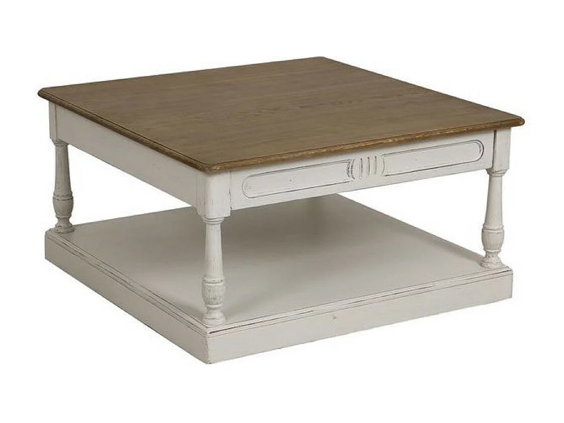 Table basse carrée Bois Blanc - Manoir Interior's