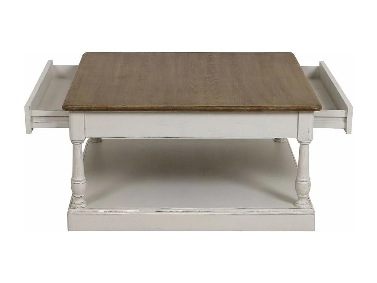 Table basse carrée Bois Blanc - Manoir Interior's