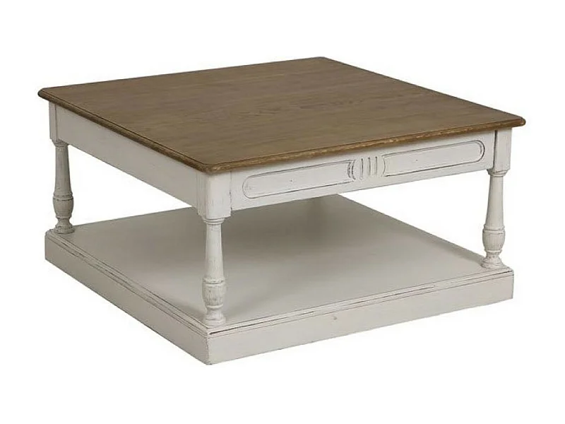 Table basse carrée Bois Blanc - Manoir Interior's