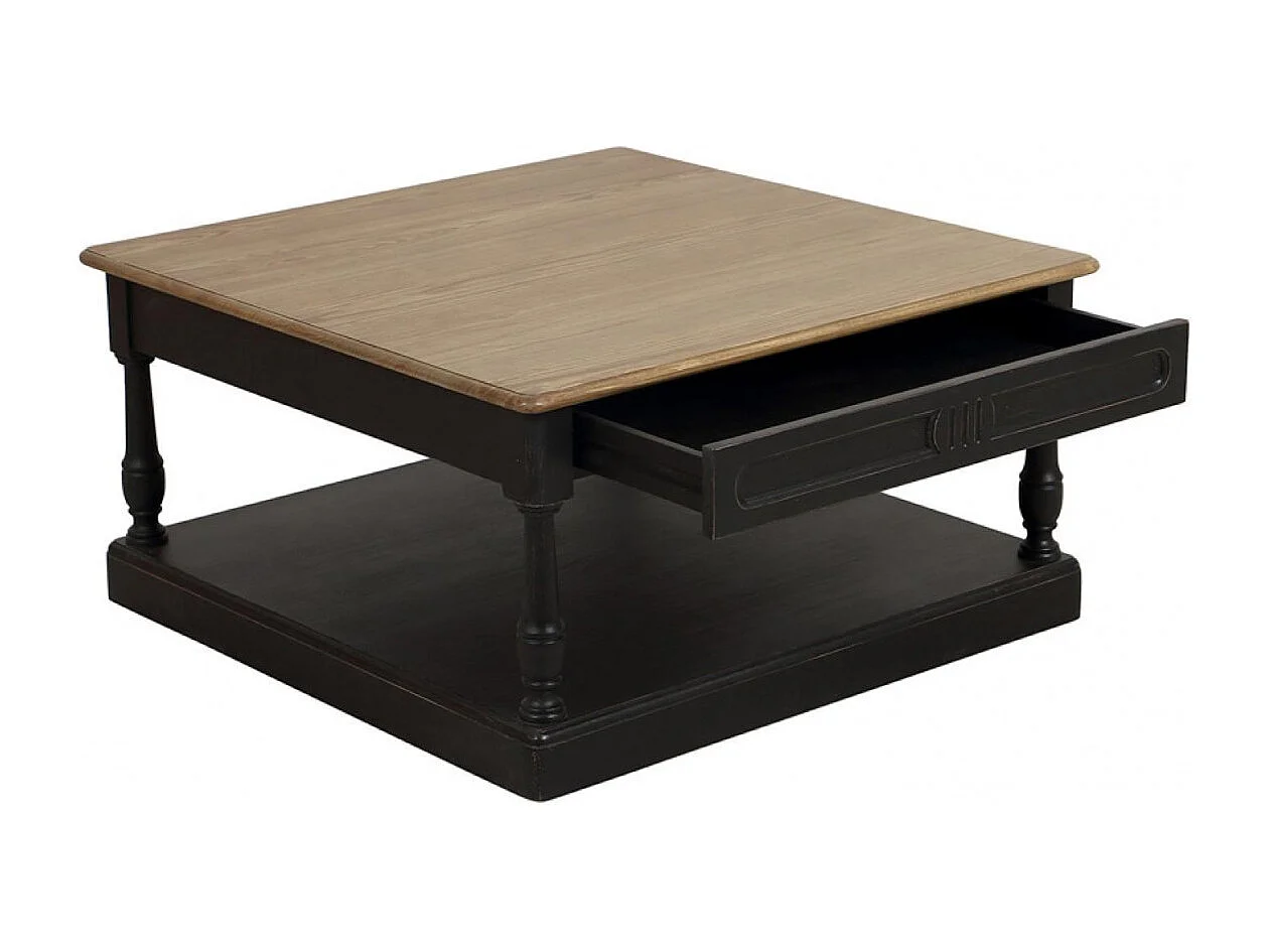 Table basse carrée Bois Noir - Manoir Interior's
