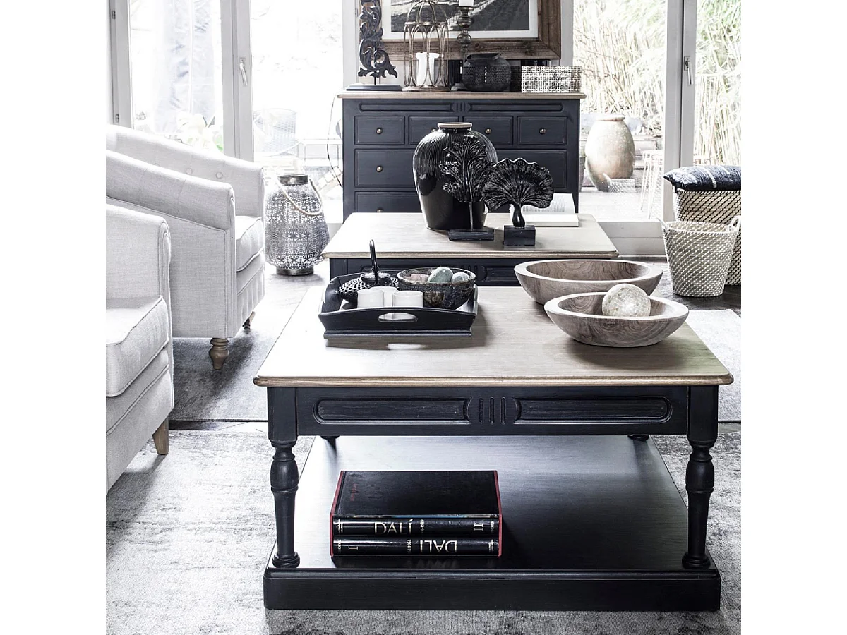 Table basse carrée Bois Noir - Manoir Interior's