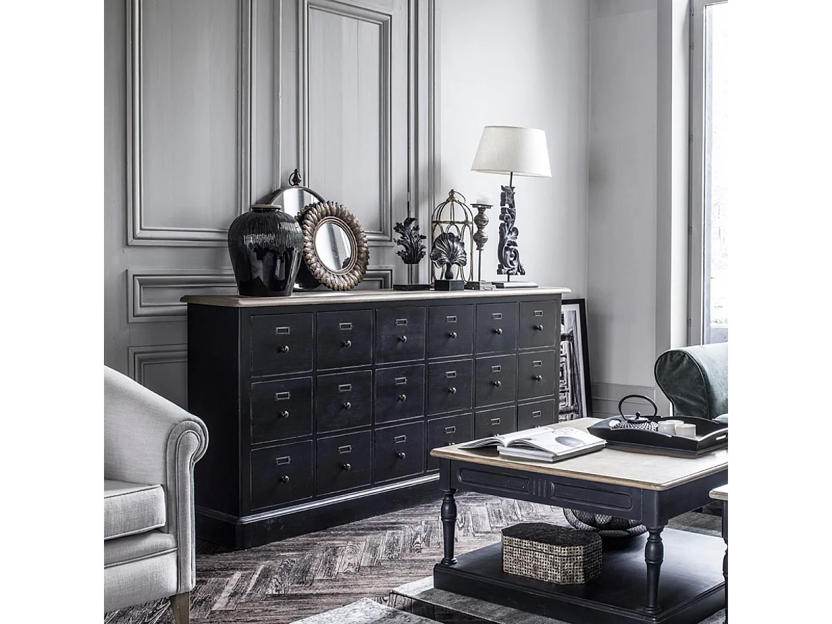 Table basse carrée Bois Noir - Manoir Interior's