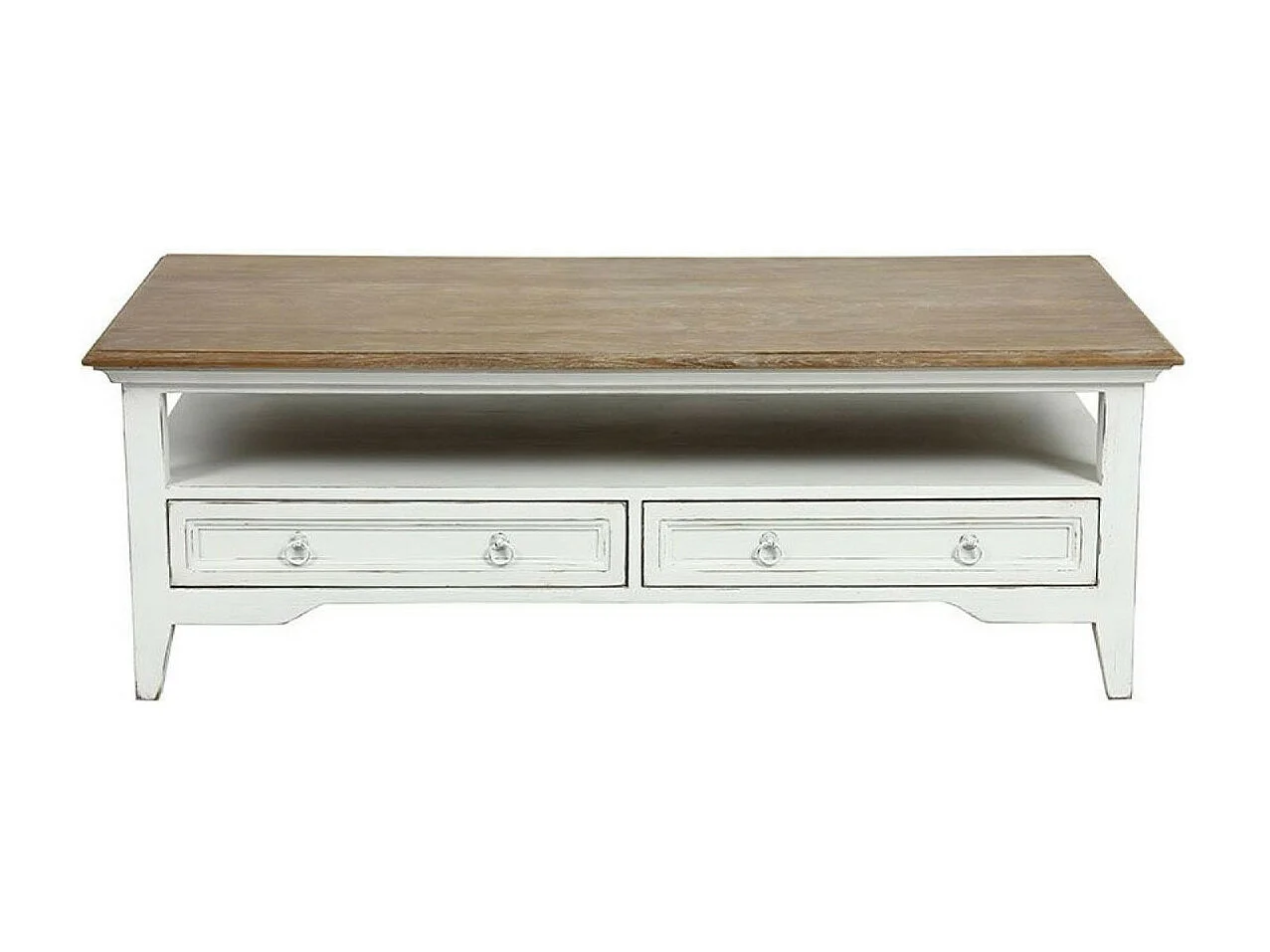 Table basse rectangulaire 2 tiroirs Bois Blanc - Esquisse Interior's