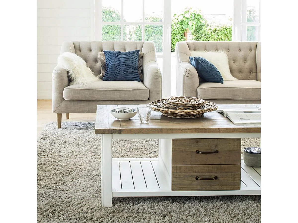 Table basse rectangulaire Bois Blanc - Rivages Interior's