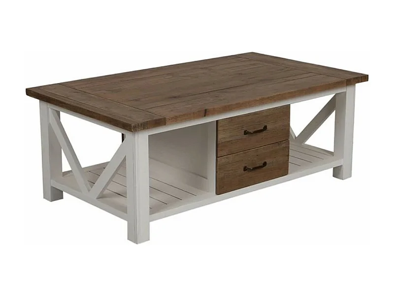 Table basse rectangulaire Bois Blanc - Rivages Interior's