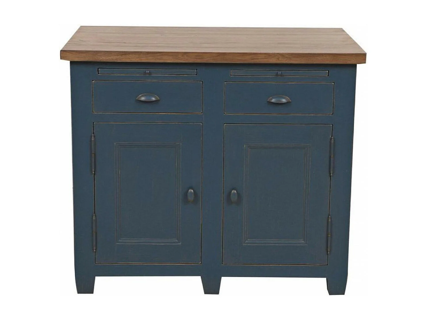 Buffet bas 2 portes 2 tiroirs Bois Bleu - Brocante Interior's