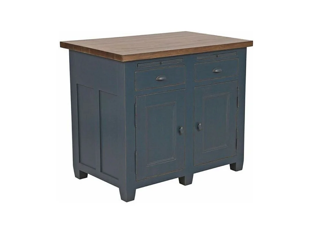 Buffet bas 2 portes 2 tiroirs Bois Bleu - Brocante Interior's