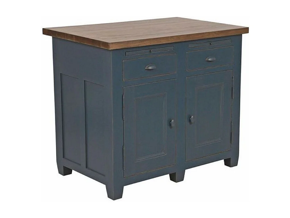 Buffet bas 2 portes 2 tiroirs Bois Bleu - Brocante Interior's