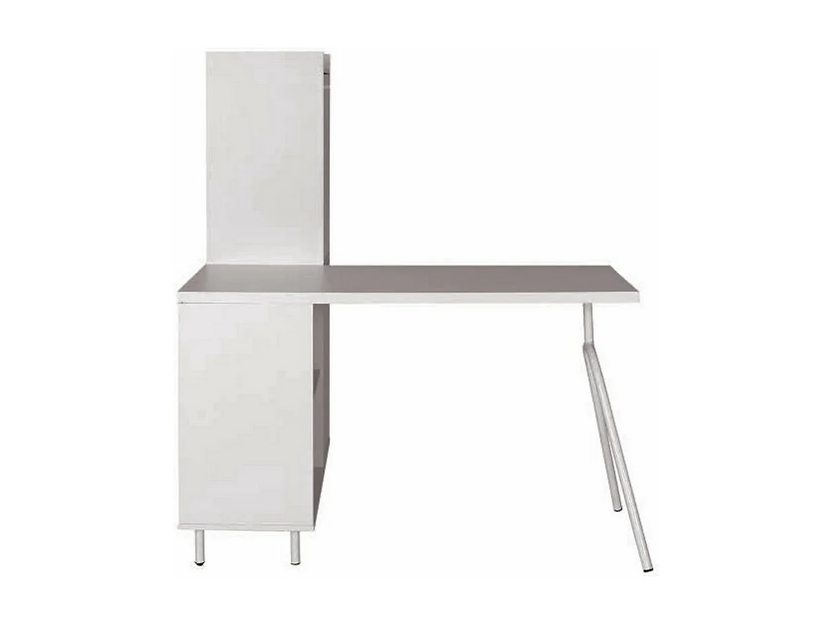 Bureau Pied métallique Arc et Armoire Blancs L 89.8 H 141.5 P 120 cm