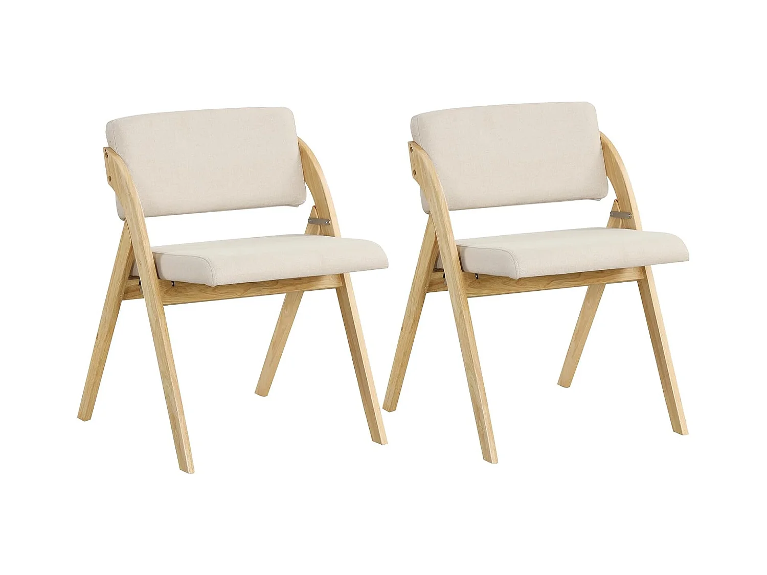 Lot de 2 chaises de salle à manger, chaise avec pieds en bois de caoutchouc, naturel