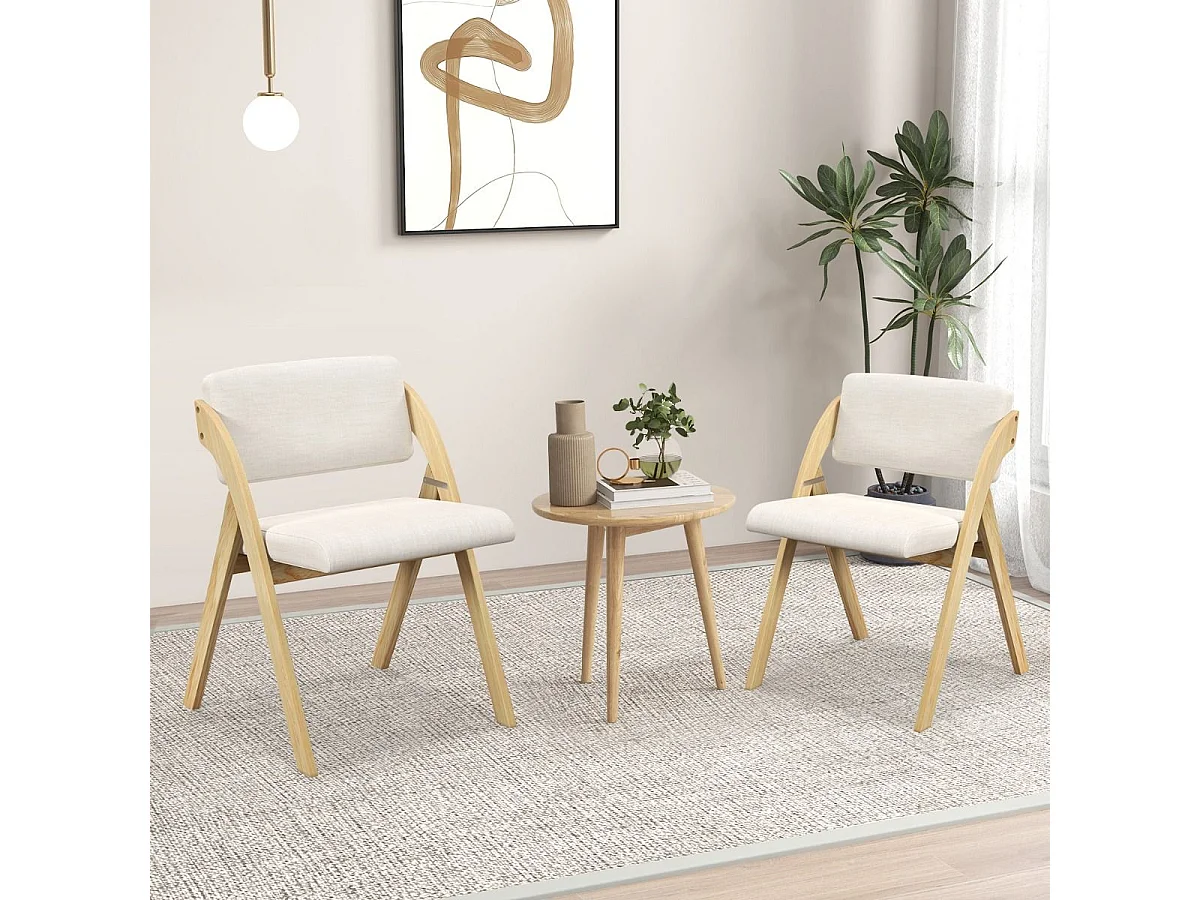 Lot de 2 chaises de salle à manger, chaise avec pieds en bois de caoutchouc, naturel