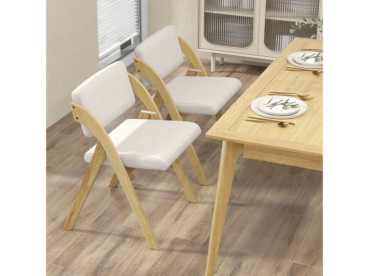 Lot de 2 chaises de salle à manger, chaise avec pieds en bois de caoutchouc, naturel