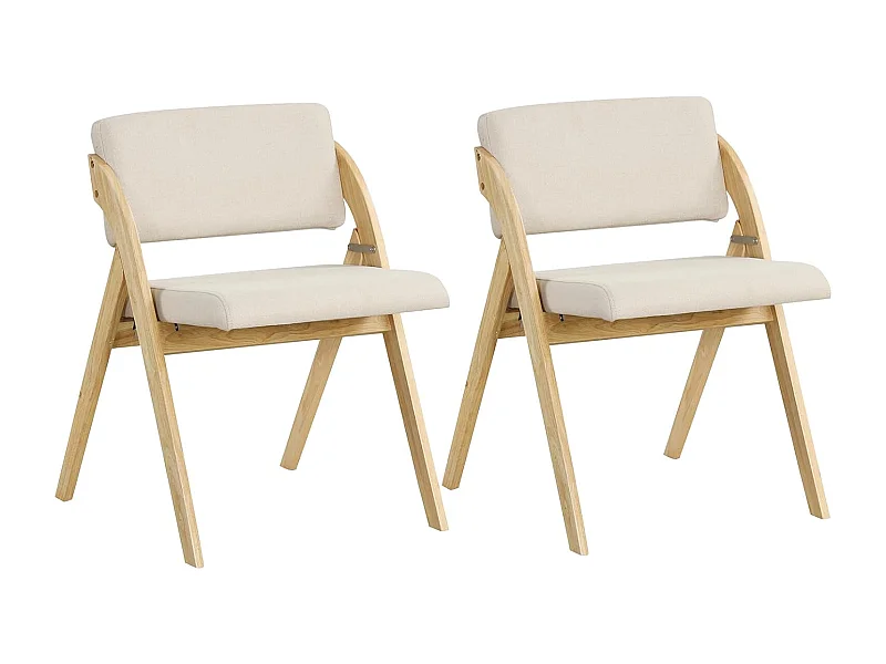 Lot de 2 chaises de salle à manger, chaise avec pieds en bois de caoutchouc, naturel