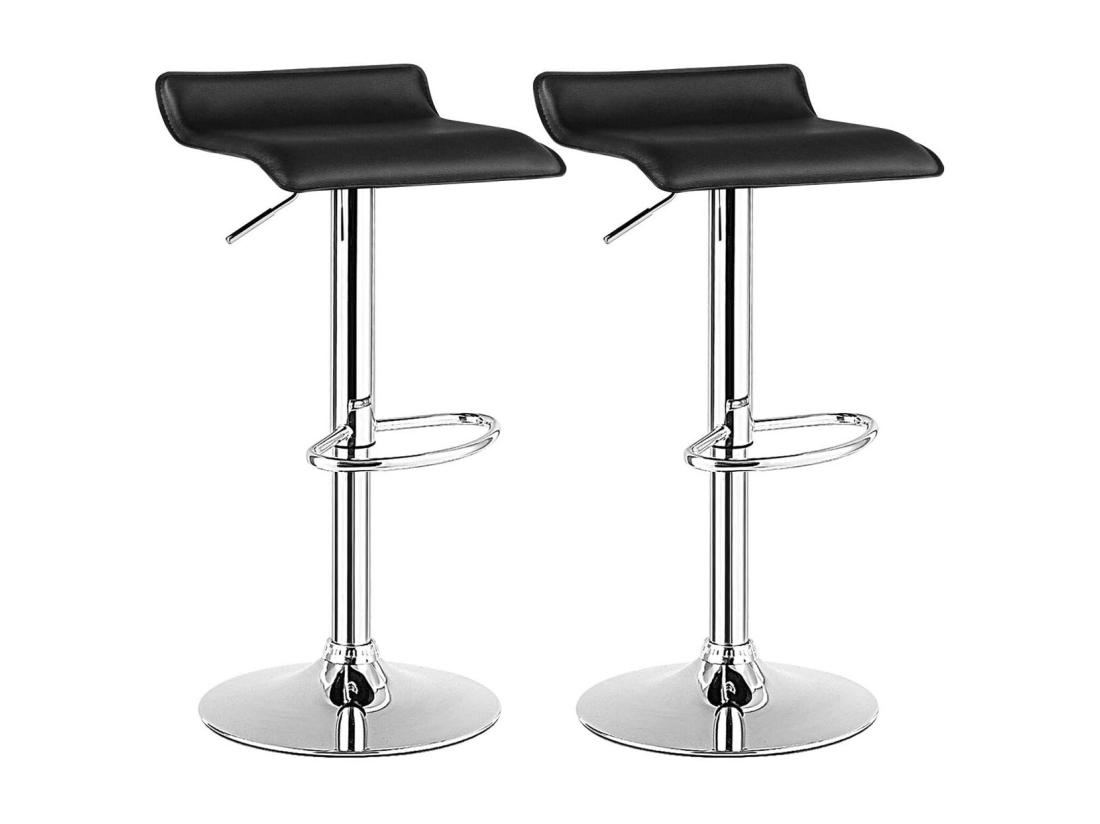 vente unique Tabouret de Bar Lot de 2 Chaise Bar Hauteur Réglable Chaise Bar Cuisine en Cuir PU Rotatif sur 360° Repose-Pieds Cadre en Acier (Noir)