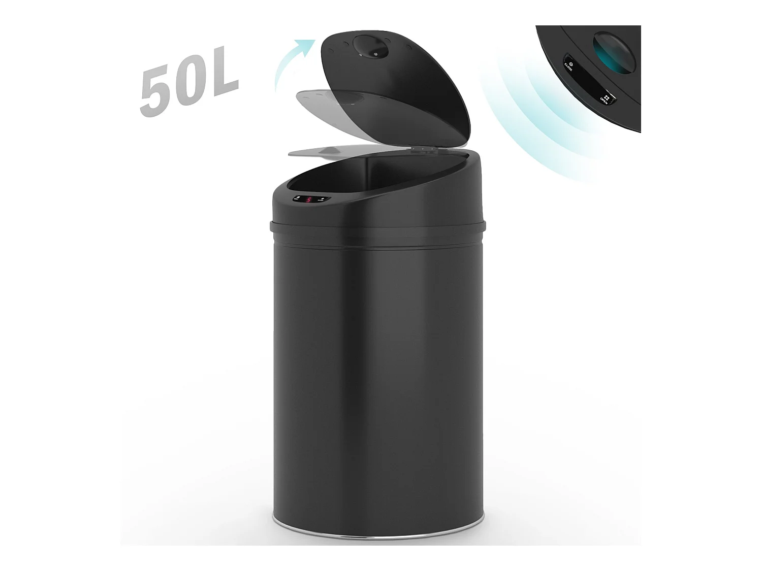 Poubelle à capteur automatique 50 L - Noir