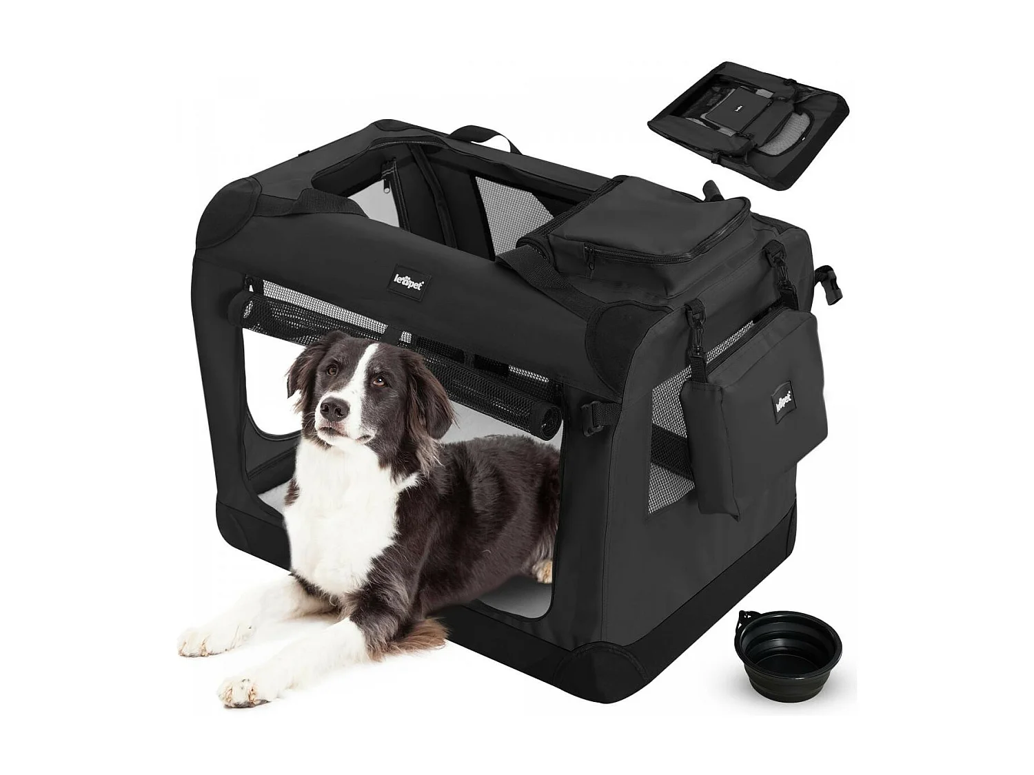 Floraya - Reistas voor honden en katten XL - 81.3x58.4x58.4 cm - Zwart