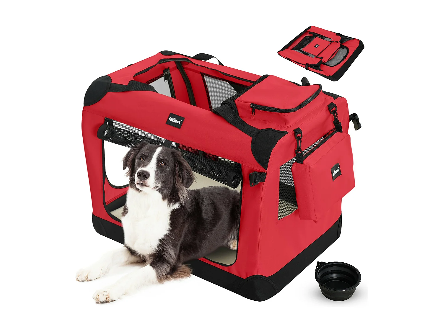 Floraya - Transport Pour Chien XL - 81.3x58.4x58.4 cm - Rouge