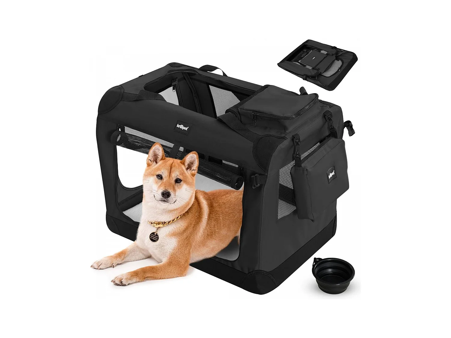 Floraya - Reistas voor honden en katten L - 70x52x52 cm - Zwart