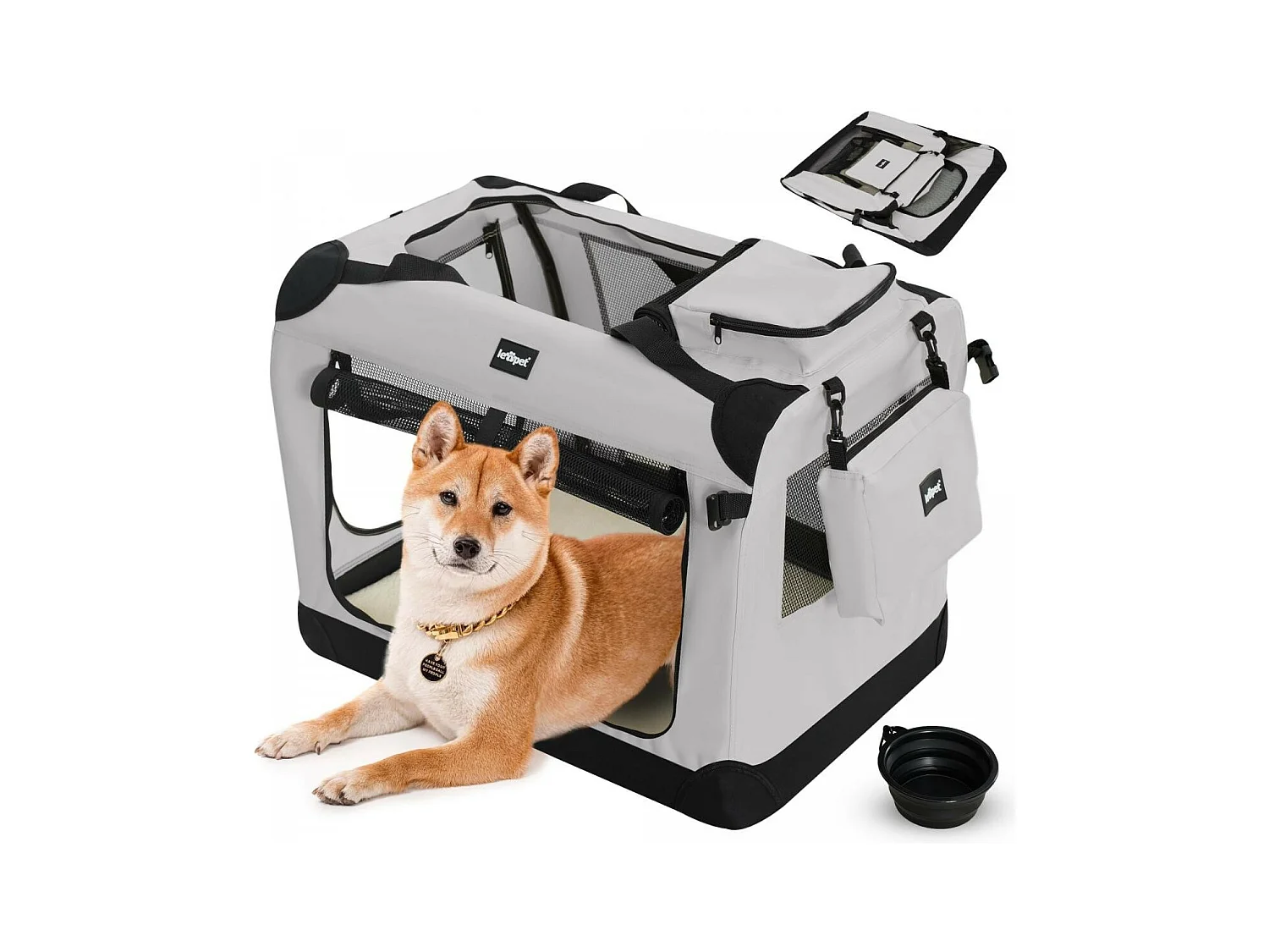 Floraya - Reistas voor honden en katten L - 70x52x52 cm - Grijs