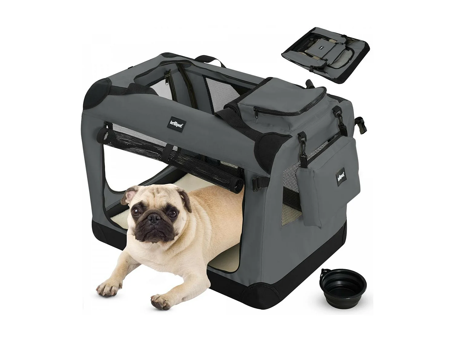 Floraya - Transport Pour Chien S - 49.5x34.5x35 cm - Anthracite