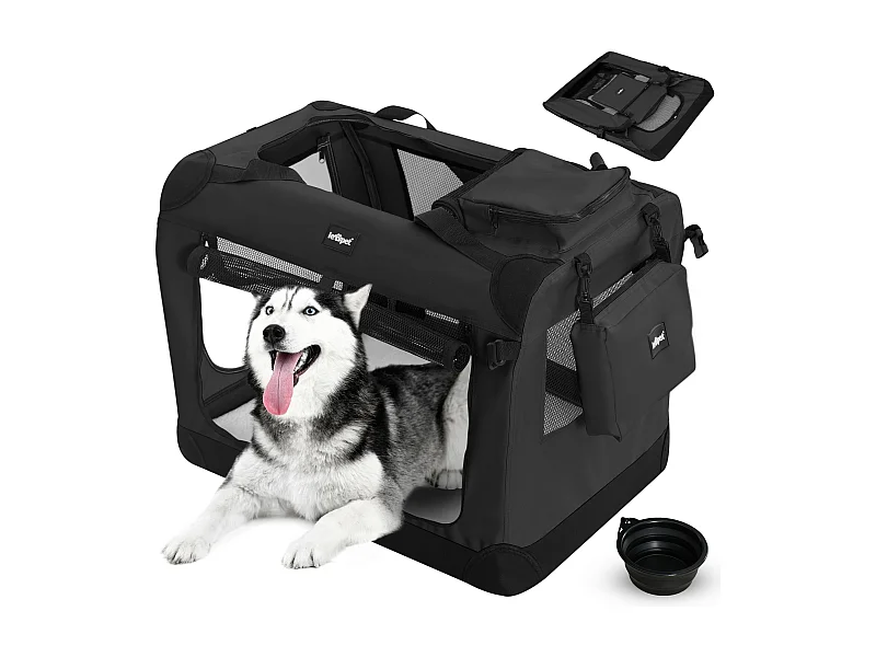 Floraya - Reistas voor honden en katten XXL - 91.4 x 63.5 x 63.5 cm - Zwart