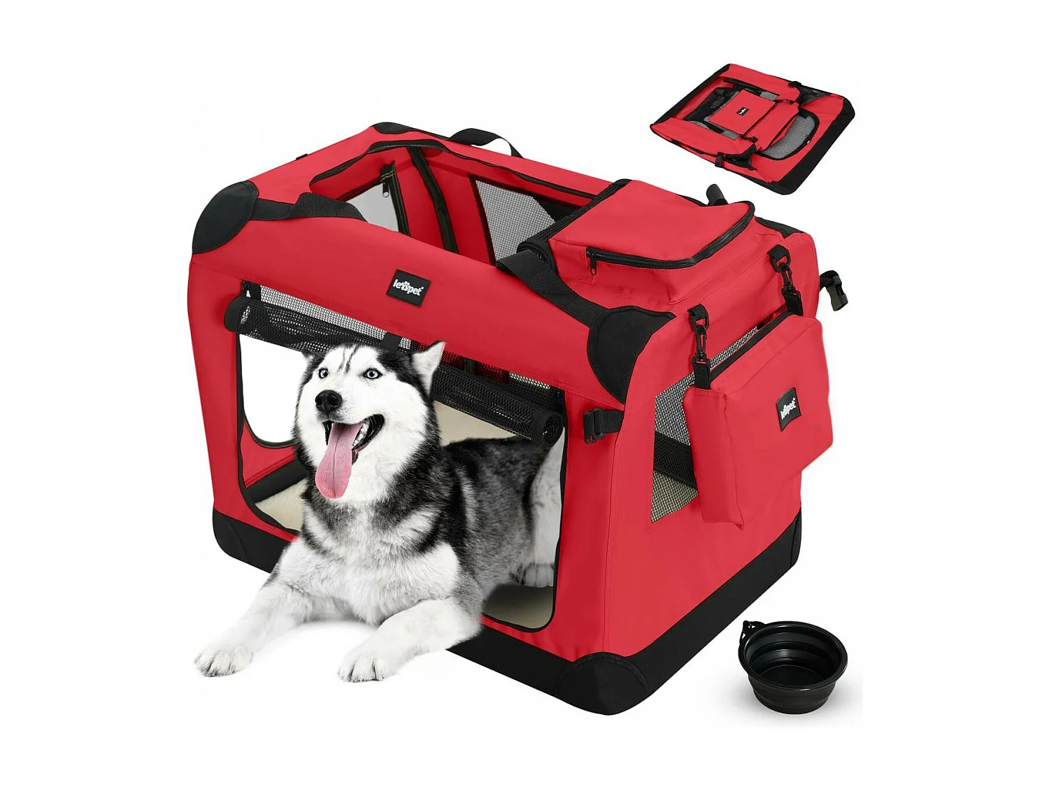 Floraya - Transport Pour Chien XXL - 91.4 x 63.5 x 63.5 cm - Rouge