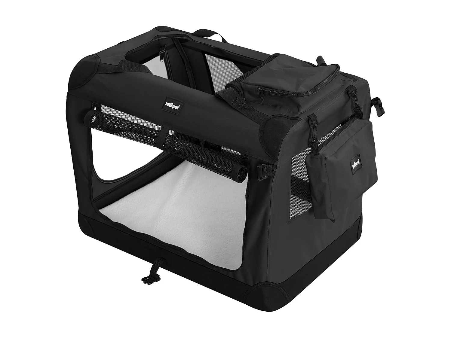 Floraya - Reistas voor honden en katten XXXL - 102x69x69 cm - Zwart