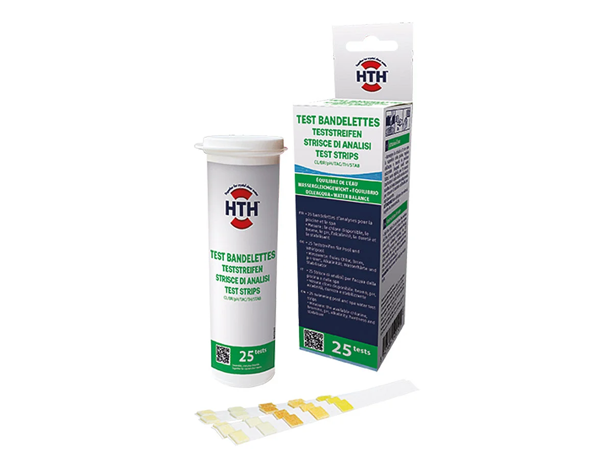 25 bandelettes de test pour analyse eau piscine et spa - HTH