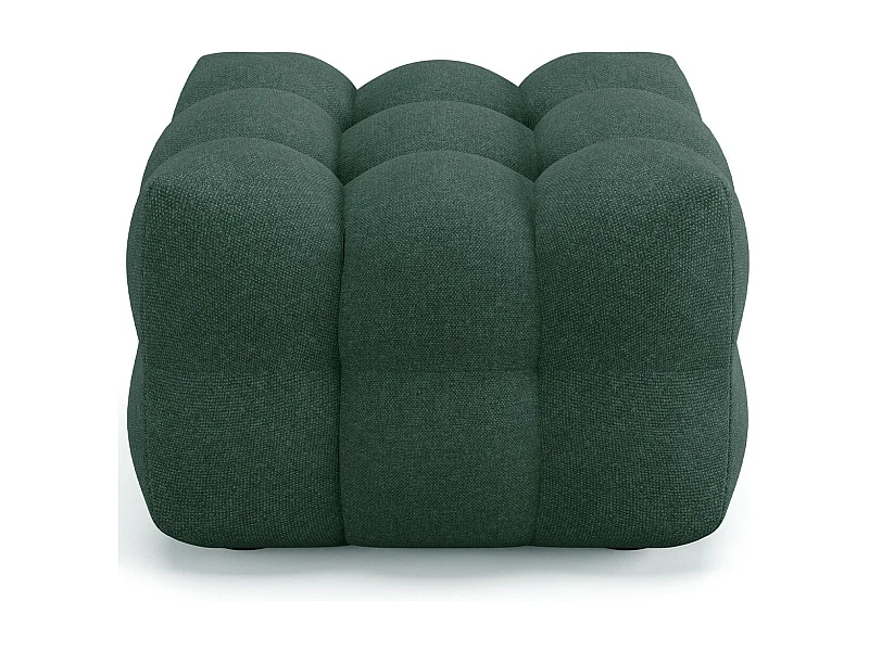 Pouf capitonné en tissu chenille vert - Cester