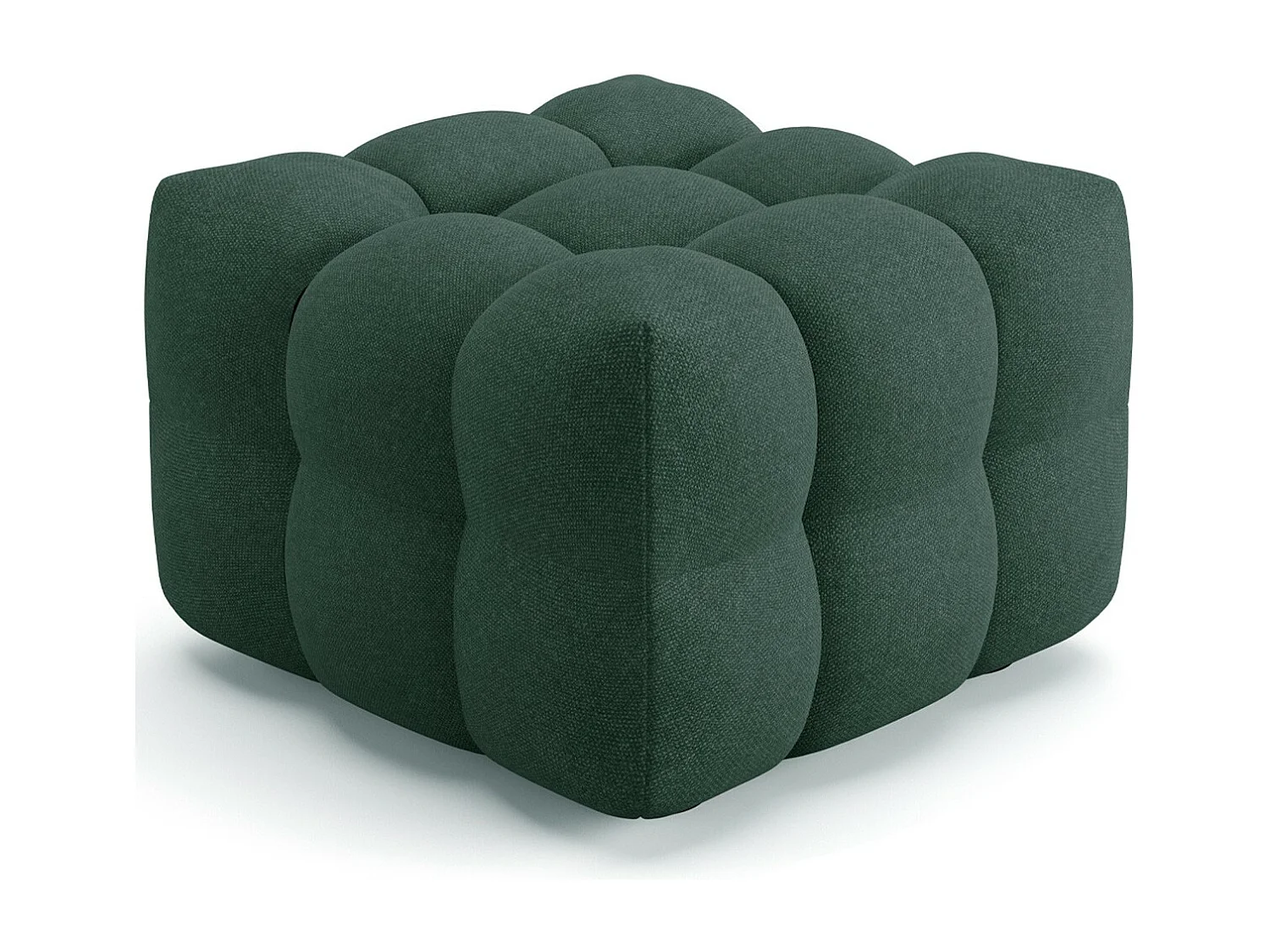 Pouf capitonné en tissu chenille vert - Cester