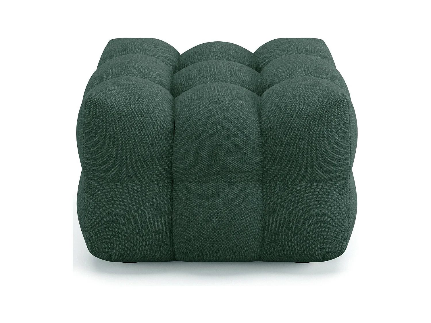 Pouf capitonné en tissu chenille vert - Cester