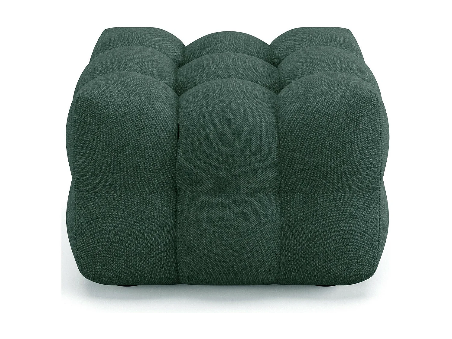 Pouf capitonné en tissu chenille vert - Cester