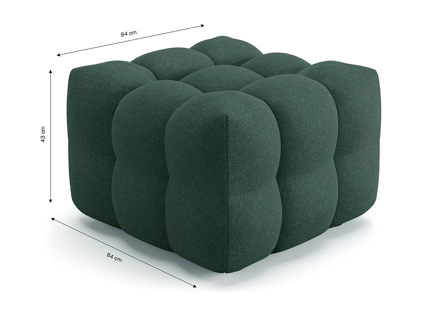 Pouf capitonné en tissu chenille vert - Cester