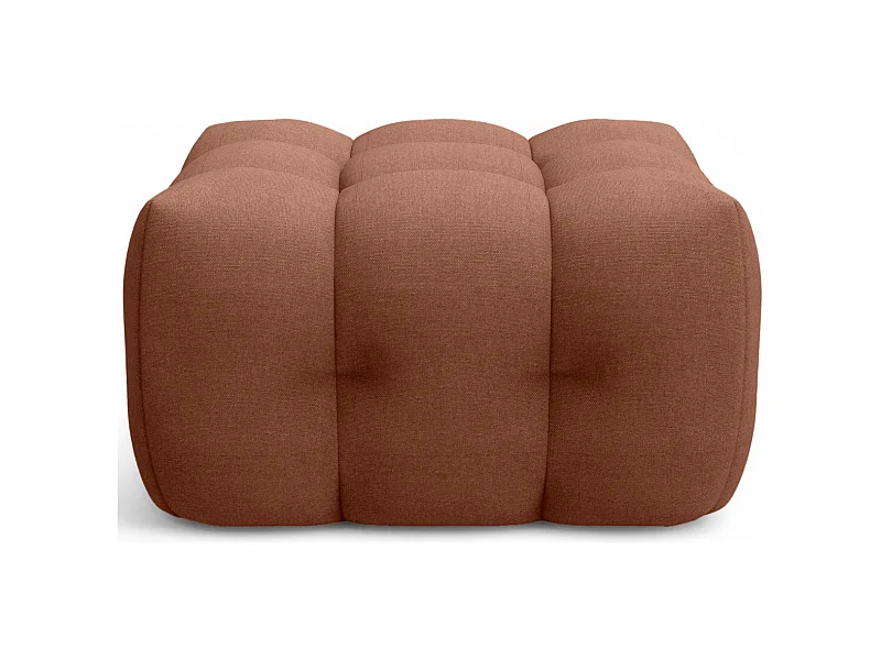 Pouf capitonné en tissu chenille terracotta - Cester
