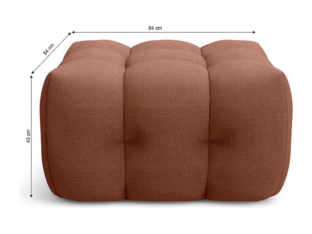 Pouf capitonné en tissu chenille terracotta - Cester