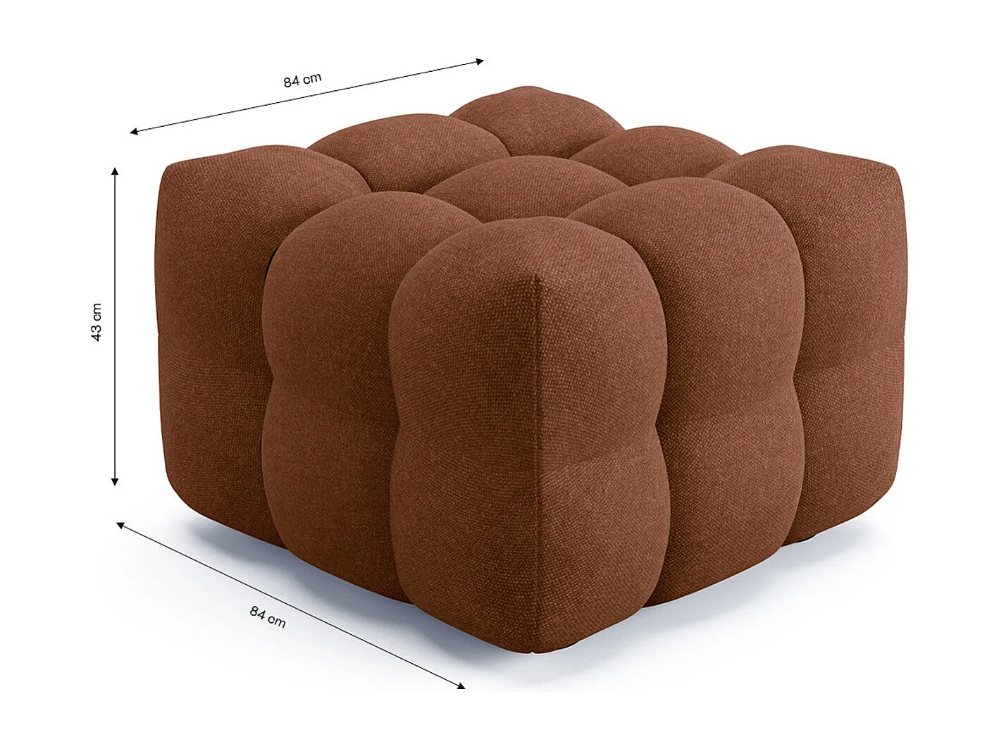 Pouf capitonné en tissu chenille terracotta - Cester