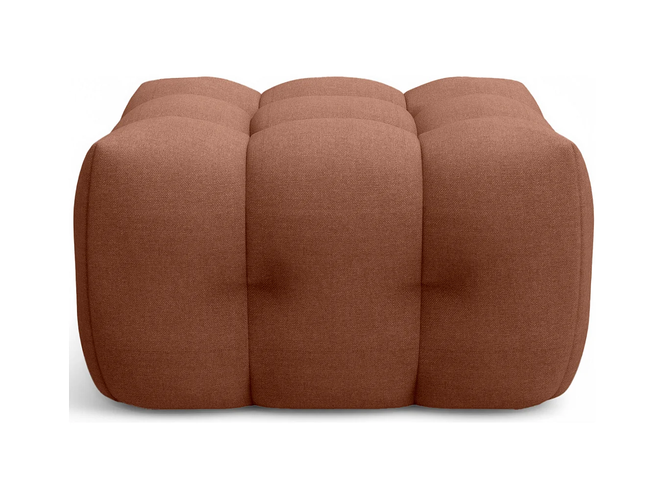 Pouf capitonné en tissu chenille terracotta - Cester
