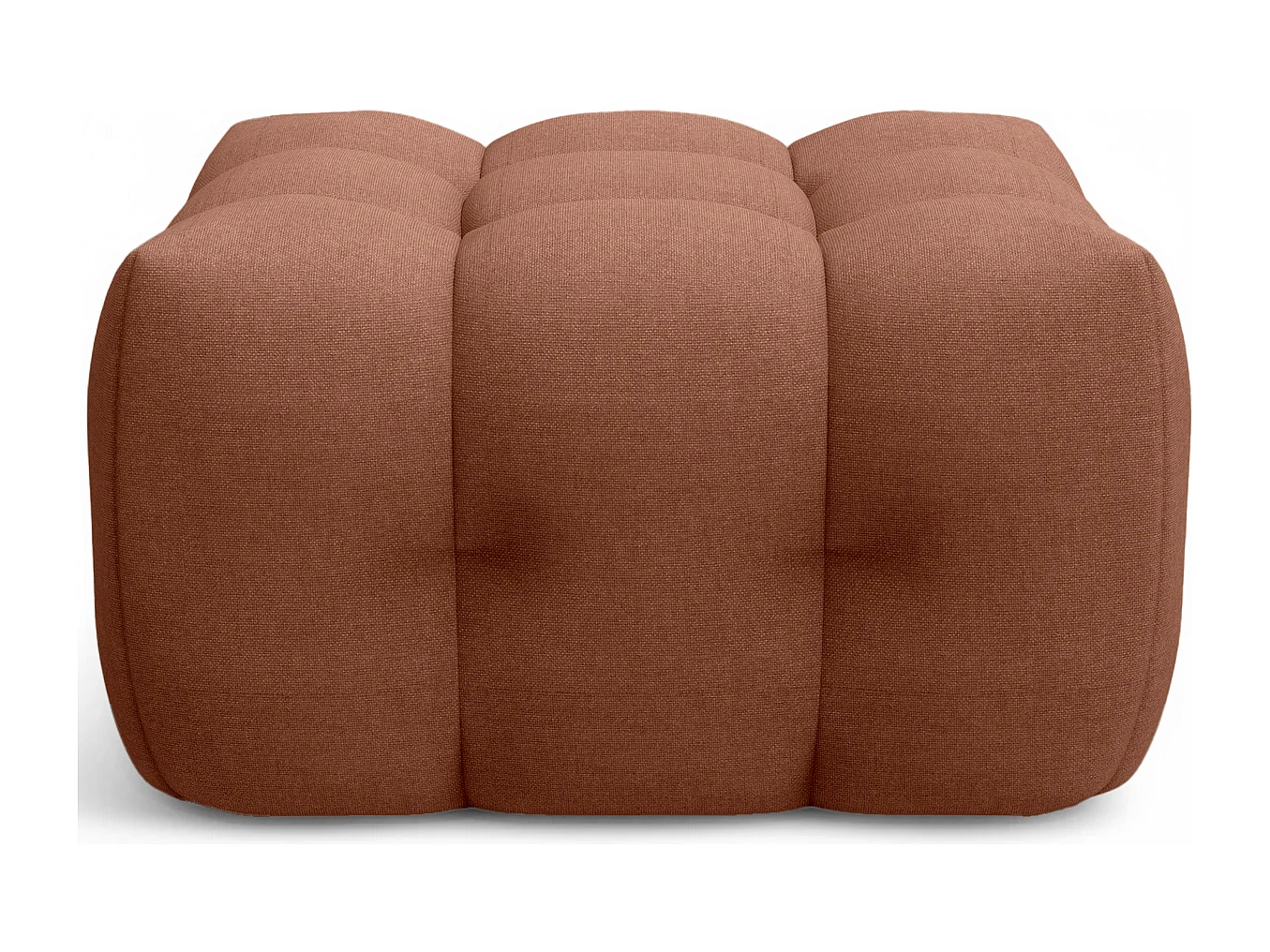 Pouf capitonné en tissu chenille terracotta - Cester