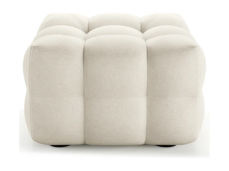 Pouf capitonné en tissu bouclé beige - Cester