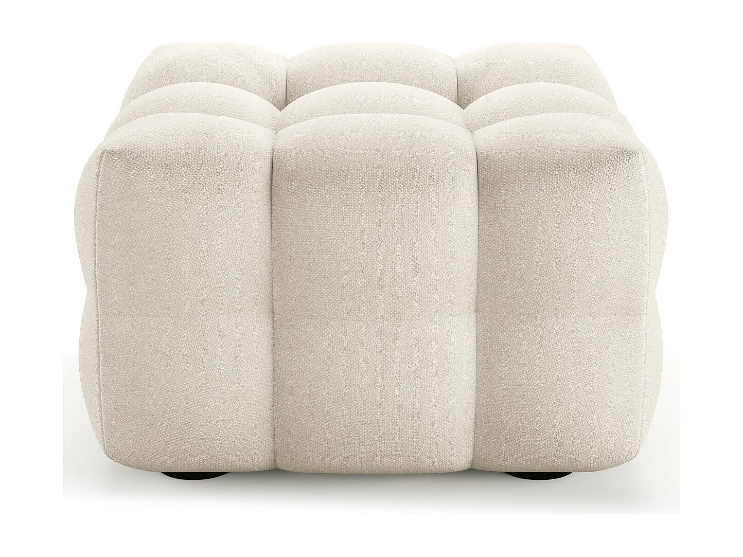 Pouf capitonné en tissu bouclé beige - Cester