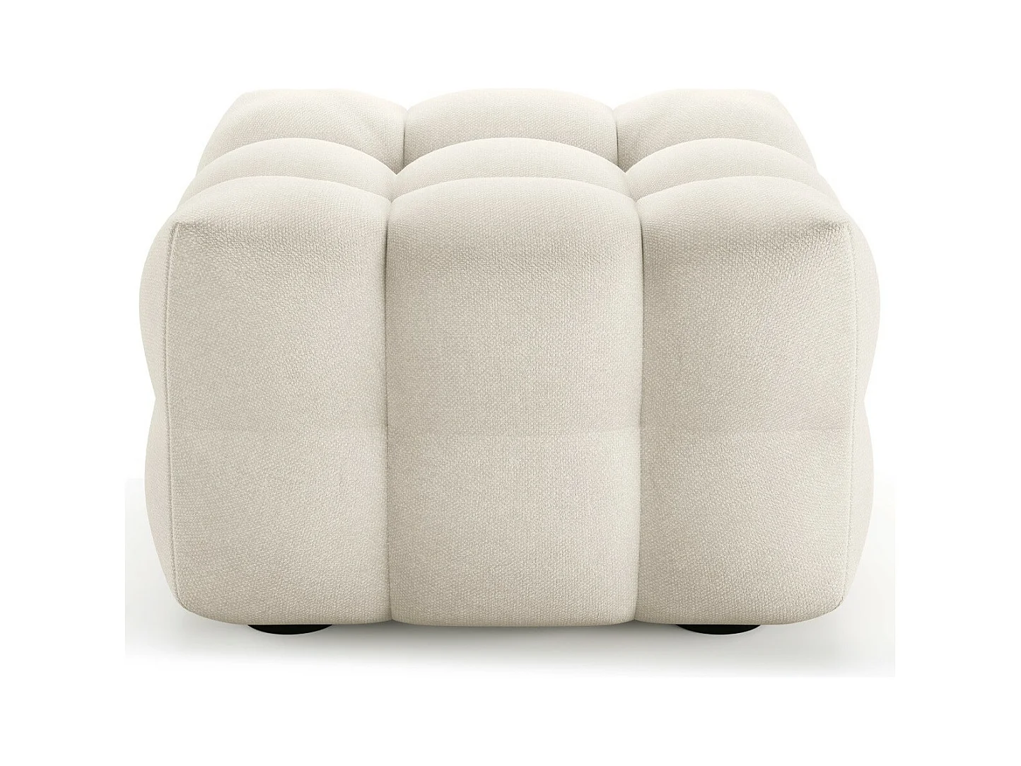 Pouf capitonné en tissu bouclé beige - Cester