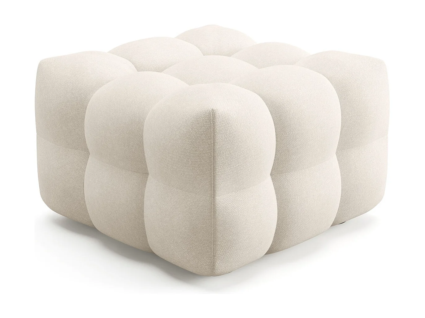 Pouf capitonné en tissu bouclé beige - Cester