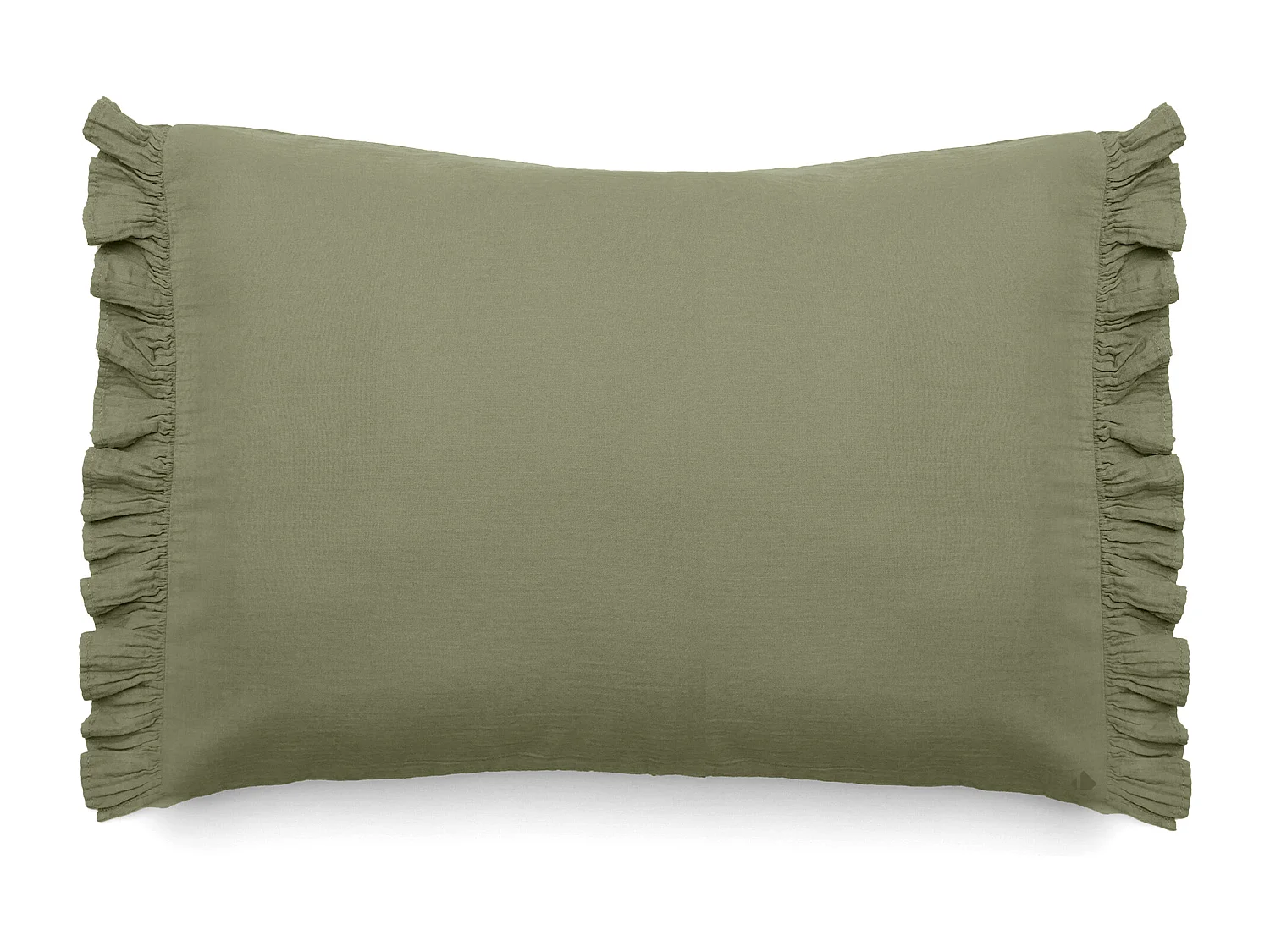 Housse de coussin en mousseline de coton 40x60 cm cm + 5 cm ELZA vert mousse