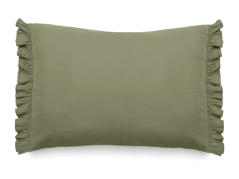 Housse de coussin en mousseline de coton 40x60 cm cm + 5 cm ELZA vert mousse