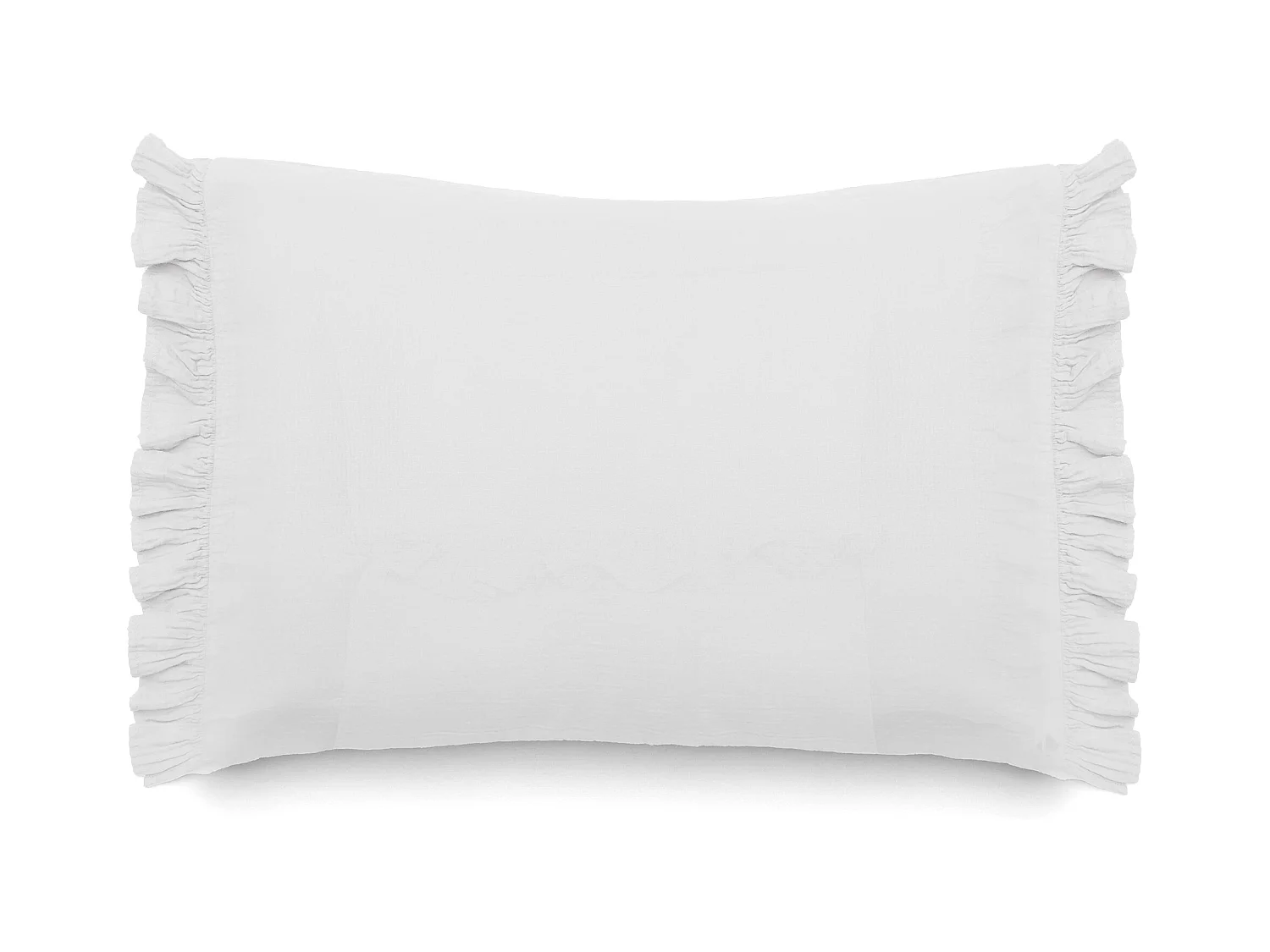 Housse de coussin en mousseline de coton 55x80 cm cm + 5 cm ELZA blanc neige