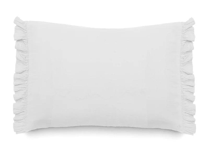 Housse de coussin en mousseline de coton 55x80 cm cm + 5 cm ELZA blanc neige